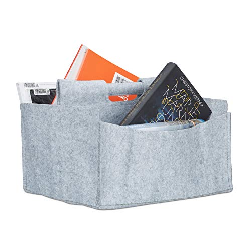 Relaxdays Zeitungskorb aus Filz, H x B x T: 22 x 32 x 29 cm, 2 Fächer, mit Griff, faltbarer Zeitungsständer, grau Relaxdays Zeitungskorb aus Filz, H x B x T: 22 x 32 x 29 cm, 2 Fächer, mit Griff, faltbarer Zeitungsständer, grau von Relaxdays