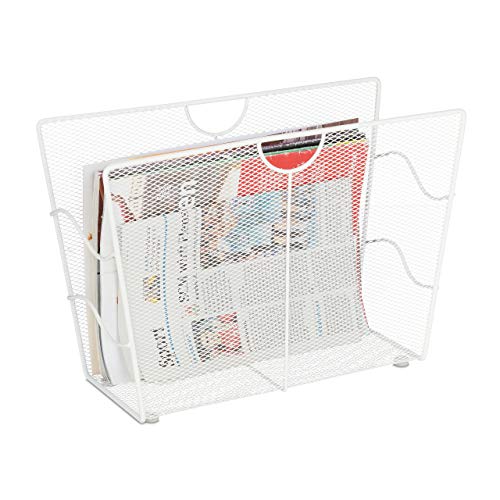 Relaxdays Zeitungsständer Metall, Zeitschriftenständer freistehend, Mesh, Wohnzimmer und WC, HBT: 27 x 39 x 17 cm, weiß von Relaxdays