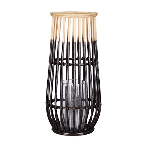 Relaxdays großes Rattan Windlicht. Dekoglas, Windlichthalterung für Boden, zylindrisch, Innen, 55 cm hoch, schwarz-natur Relaxdays großes Rattan Windlicht. Dekoglas, Windlichthalterung für Boden, zylindrisch, Innen, 55 cm hoch, schwarz-natur von Relaxdays