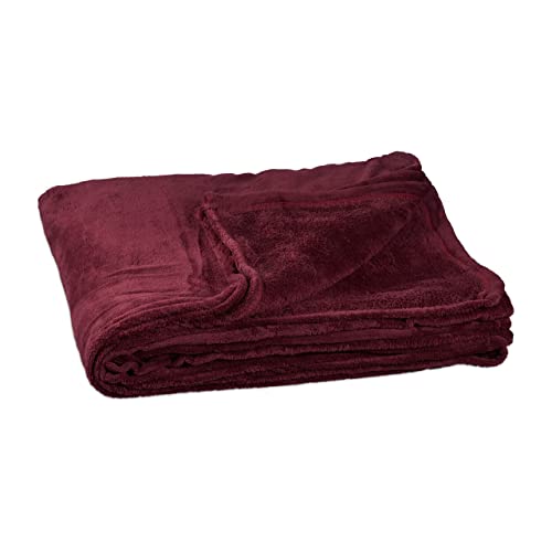 Relaxdays kuschelfleecedecke extragroß aus Polyester, Fleece, bei 30°C waschbar, HBT: 1 x 200 x 220 cm, bordeaux von Relaxdays