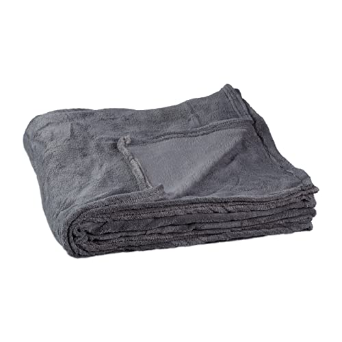 Relaxdays kuschelfleecedecke extragroß aus Polyester, Fleece, bei 30°C waschbar, HBT: 1 x 200 x 220 cm, grau von Relaxdays