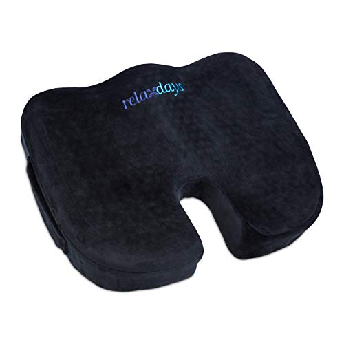 Relaxdays, schwarz ergonomisches Sitzkissen, Memory Foam mit Gel, Büro, Auto, Rollstuhl, druckentlastendes Stuhlkissen, 1 Stück von Relaxdays