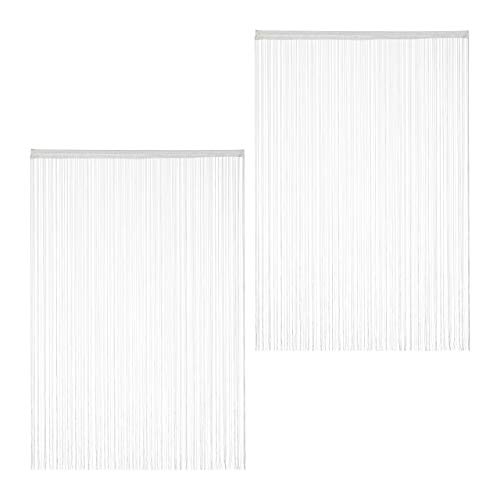 Relaxdays weiß, Fadenvorhang Set, kürzbar, mit Tunneldurchzug, für Türen & Fenster, Fadengardine, 145x245 cm, White, 2er Pack 145x245cm von Relaxdays