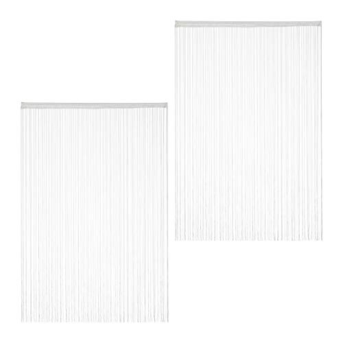 Relaxdays Fadenvorhang weiß, 2er Set, kürzbar, mit Tunneldurchzug, für Türen & Fenster, Fadengardine, 145x245 cm, White von Relaxdays