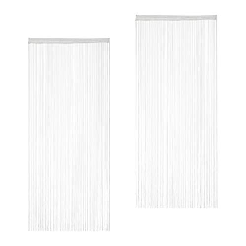 Relaxdays Fadenvorhang weiß, 2er Set, kürzbar, mit Tunneldurchzug, für Türen & Fenster, Fadengardine, 90x245 cm, White von Relaxdays