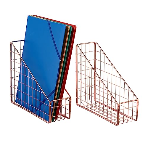 relaxdays 4 x Set 4X Drahtkorb Stehsammler Roségold, 100% Eisen, Kupfer, 23 x 9 x 25,5 cm von Relaxdays