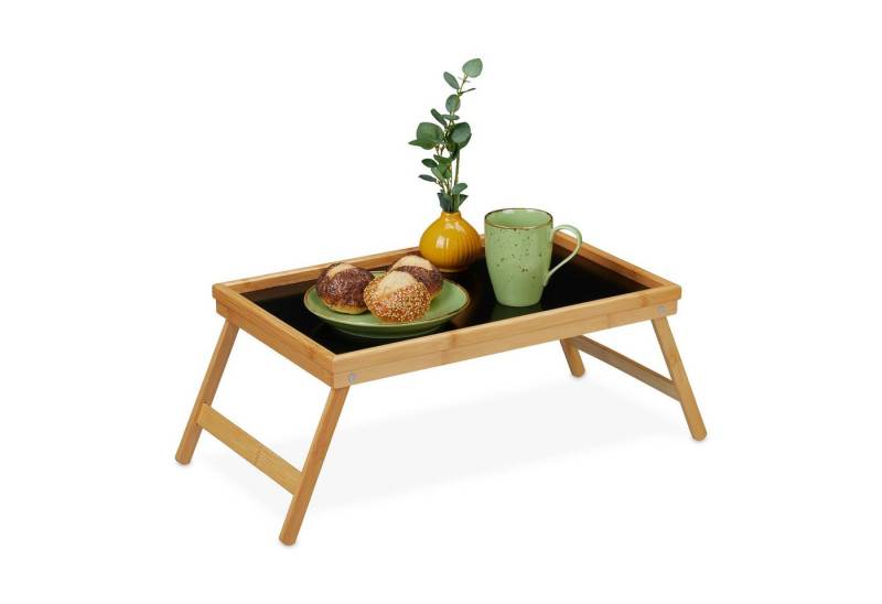 relaxdays Tablett Klappbares Betttablett aus Bambus, Bambus von Relaxdays