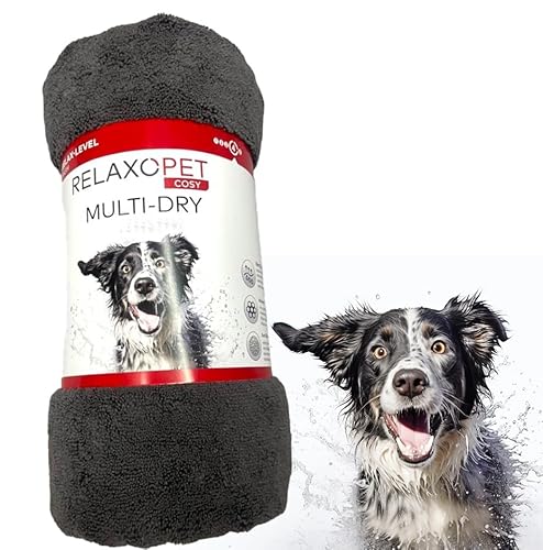 RelaxoPet® Multi-Dry Trockentuch für Hunde. Extra saugfähig aus Microfaser für Kleine - Mittlere Hunde, 75 x 90 cm, schnelltrocknend. von RelaxoPet