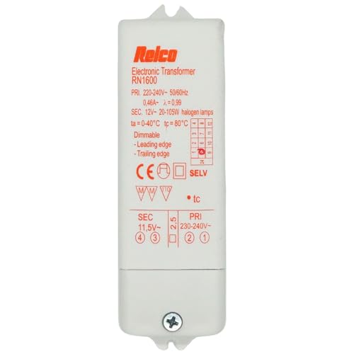 Relco RN1600 Elektronischer Transformator FOX105PFS THR 230V auf 12V Kombi Trafo Halogen 20-105W - LED 10-55W - 110x37x27mm - dimmbar Relco RN1600 Elektronischer Transformator FOX105PFS THR 230V auf 12V Kombi Trafo Halogen 20-105W - LED 10-55W - 110x37x27mm - dimmbar von Relco