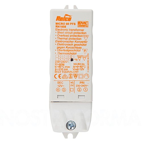 Relco RN1608 elektronischer Trafo Micro Halogen & LED 10-60 Watt - 124x38x21mm - Transformator 230V auf 12V - dimmbar Relco RN1608 elektronischer Trafo Micro Halogen & LED 10-60 Watt - 124x38x21mm - Transformator 230V auf 12V - dimmbar von Relco