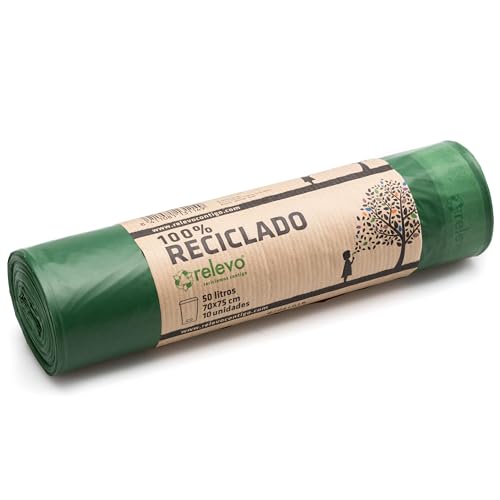 Relevo 100% recycelte Müllsäcke, extra strapazierfähig, 50 l, 10 Beutel von Relevo