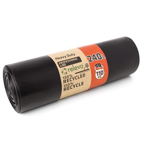 Relevo Müllsäcke 240L Extra Stark – 55 µm (Mikron) Dick, Abfallsack Garten, Wiederverwendbare Schwerlastsäcke Relevo Müllsäcke 240L Extra Stark – 55 µm (Mikron) Dick, Abfallsack Garten, Wiederverwendbare Schwerlastsäcke von Relevo