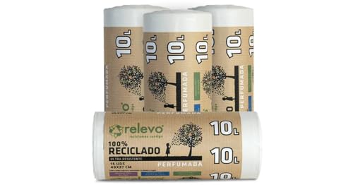 Relevo 60 Stück Müllbeutel 10 L - Parfümiert 100% Recycelt Müllsäcke von Relevo