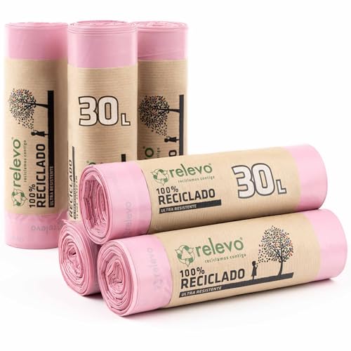 Relevo 90 Stück Mülltüten 30L - Parfümiert 100% Recycelt Müllsäcke von Relevo