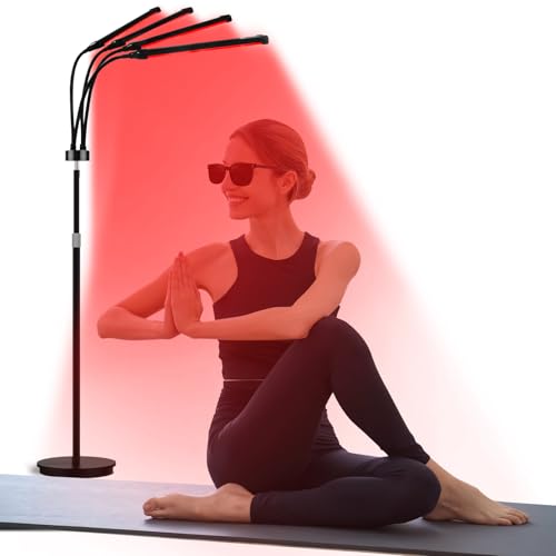 Relhafethy Rotlichtlampe mit Ständer 180 LEDs, 660&850&940 Infrarotlampe, Nahinfrarotlicht mit 10/20/30-Minuten-Timer & 5 verstellbaren Helligkeitsstufen für den Einsatz zu Hause & im Büro von Relhafethy