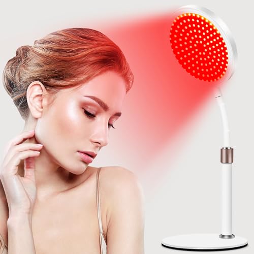 Relhafethy Rotlichtlampe mit Sockel, Upgraded 940 nm & 850 nm & 660 nm Infrarotlicht, 100 LEDs 3-in-1 Chip Design & flexibler Schwanenhals & 3 Timer Funktion, Rotlicht für den Heimgebrauch von Relhafethy