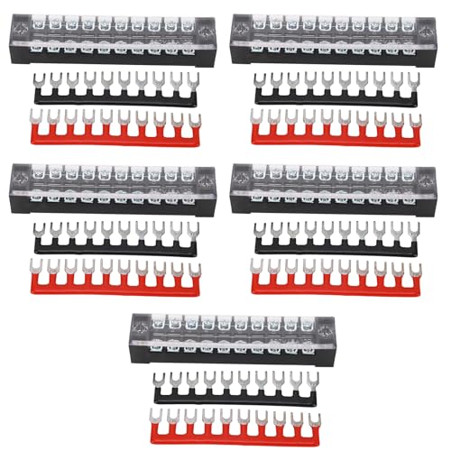 10 Position Terminal Block Kit | Dual Row Screw 15A 600V | Plated Copper for Industrial/Automotive Use | 5 Set with 10 Bars von Reliant Jazzy
