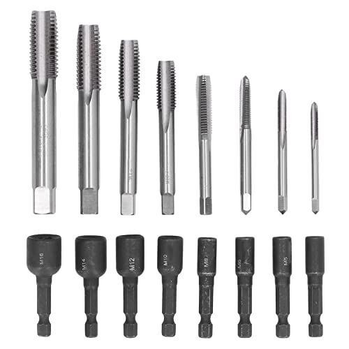 16Pcs Tap Socket Set | 1 / 4in Hex Shank Alloy Steel | Machine Lengthened Tapping Chuck for Form Making/Auto Repair/DIY | 60-63HRC Hardness, Sturdy von Reliant Jazzy