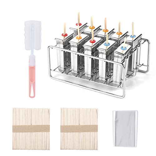 304 Stainless Steel Frozen Treat Forms 10PCS | Leakproof Double Groove Ice Cream Forms for DIY/Young Ones/Party | Includes Wood Sticks & Holder Base 304 Stainless Steel Frozen Treat Forms 10PCS | Leakproof Double Groove Ice Cream Forms for DIY/Young Ones/Party | Includes Wood Sticks & Holder Base von Reliant Jazzy