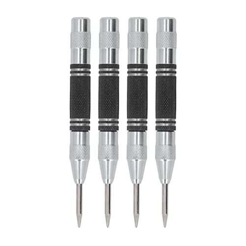 4Pcs Center Punch Set | High Speed Steel 5in Tool Kit for Installation/Maintenance | Automatic Punch for Steel/Iron/PVC | Rustproof & Sturdy (Black and White) von Reliant Jazzy