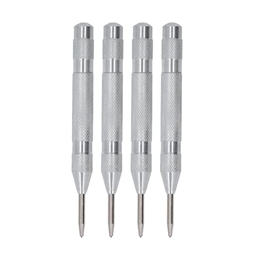 4Pcs Center Punch Set | High Speed Steel 5in Tool Kit for Installation/Maintenance | Automatic Punch for Steel/Iron/PVC | Rustproof & Sturdy (Silver) von Reliant Jazzy