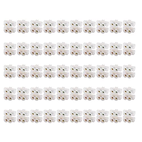 50Pcs Terminal Block Connectors | 20A 380V Flame Retardant PA + Brass | Through - Type Wire Connectors for Lamps/Machinery/Electrical Control | 1-2.5mm² Wiring Range (Two in two out) von Reliant Jazzy