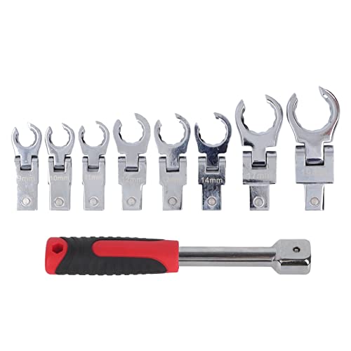 Flexible Head Wrench Set 180 Degree Rotating | Heavy Duty Chrome Alloy Steel Spanner | Replaceable Wrench for Tight Spaces/Automotive/DIY | 9-19mm Size Marking von Reliant Jazzy