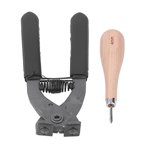 Leather Quiet Pliers | 4mm 2 Teeth Carbon Steel Pliers with Secure - Grip Foam Handle | Rhombus Awl & Punch Tool for Leather Crafting/DIY Projects von Reliant Jazzy