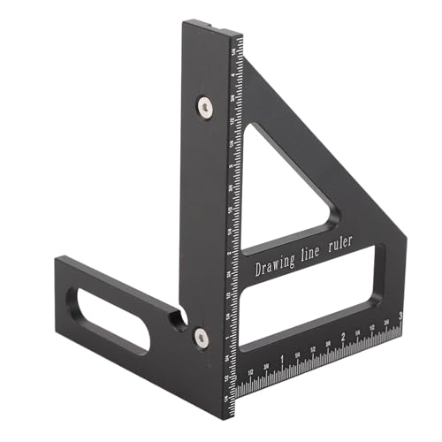 Woodworking Square Protractor | 45 & 90 Degree Miter Angle Measuring Tool | Aluminum Alloy Ruler for Engineer/Carpenter/DIY | Anodized & Thickened Design (Black) von Reliant Jazzy