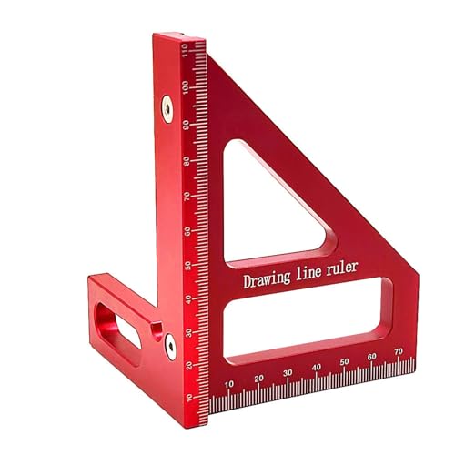 Woodworking Square Protractor | 45 & 90 Degree Miter Angle Measuring Tool | Aluminum Alloy Ruler for Engineer/Carpenter/DIY | Anodized & Thickened Design (Red) von Reliant Jazzy