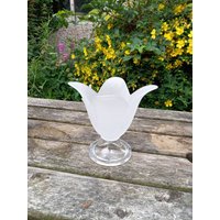 Vintage Gefrostete Lilienvase Teelicht-Kerzenhalter von RelicVintageUK