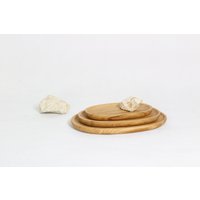 Ovale "Rive"-Tabletts Aus Massiver Eiche. Satz Von Drei von Reliefcollection