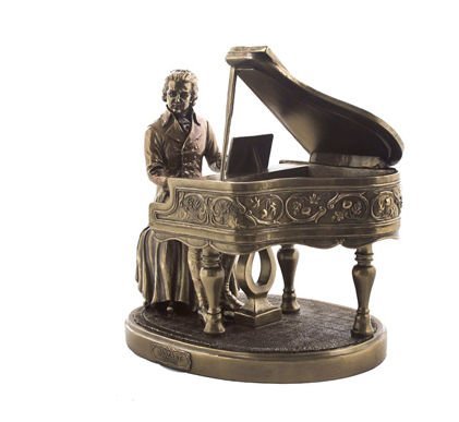 Religious Gifts Klassische Komponisten Wolfgang Amadeus Mozart mit Klavier 8 1/8 Zoll kalt gegossene Statue Figurine von Veronese Design