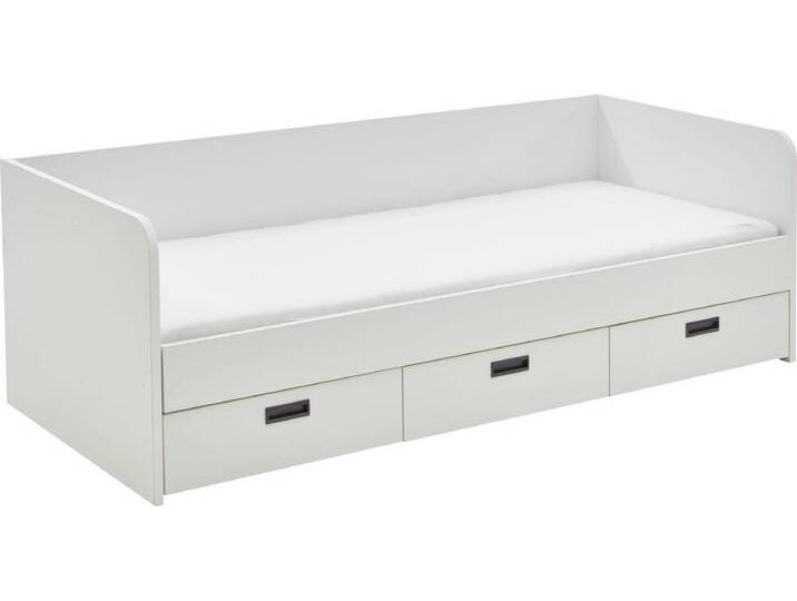 Einzelbett RELITA, weiß (weiß dekor, weiß dekor, weiß dekor), B:99cm H:70cm L:205,6cm, Betten, ausziehbar auf 180x200 cm, 3 Schubladen, mit Lattenrost, 2 Farben von Relita