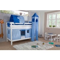 Etagenbett BENI Buche massiv weiß lackiert mit Textilset blau/delfin Etagenbett BENI Buche massiv weiß lackiert mit Textilset blau/delfin von Relita