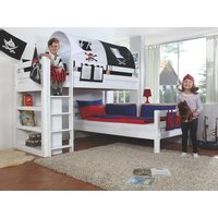 Etagenbett BENI L Buche massiv weiß lackiert, 2 Liegeflächen über Eck, mit Stoffset Pirat Etagenbett BENI L Buche massiv weiß lackiert, 2 Liegeflächen über Eck, mit Stoffset Pirat von Relita