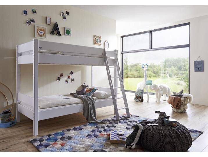 Etagenbett RELITA Stefan , weiß (weiß lackier, buche massiv weiß lackiert), B:140cm H:160cm L:208cm, Etagenbetten, mit Rollrost, umbaufähig zu 2 Einzelbetten von Relita
