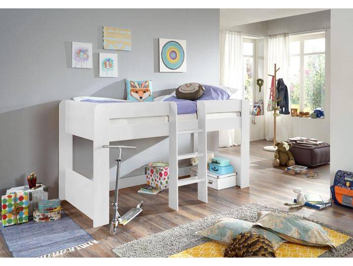 Halbhochbett ANDI - weiß - 90x200 cm, mit umlaufendem Absturzschutz, mittig montierter Leiter, 70 cm lichte Höhe Halbhochbett ANDI - weiß - 90x200 cm, mit umlaufendem Absturzschutz, mittig montierter Leiter, 70 cm lichte Höhe von Relita