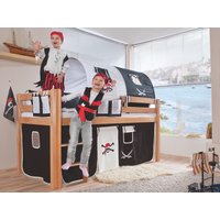 Halbhohes Spielbett ALEX Buche massiv natur lackiert mit Stoffset Pirat Halbhohes Spielbett ALEX Buche massiv natur lackiert mit Stoffset Pirat von Relita