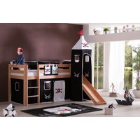 Halbhohes Spielbett ALEX mit Rutsche/Turm Buche massiv natur lackiert mit Stoffset Pirat Halbhohes Spielbett ALEX mit Rutsche/Turm Buche massiv natur lackiert mit Stoffset Pirat von Relita