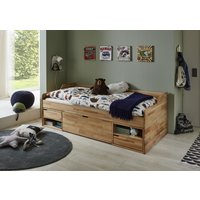 RELITA - Kojenbett LEVI 90x200 Buche massiv natur lackiert, inkl. Rollrost, 3 Schubladen, 2 Fächer von Relita