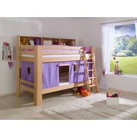 Relita Etagenbett Jan mit Bücherregal und Vorhang purple/rosa von Relita