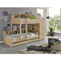 Relita Etagenbett Sina 2 LF 90x200 cm, inkl. Kleiderschrank und Bettschublade, Dekor Eiche Artisan von Relita