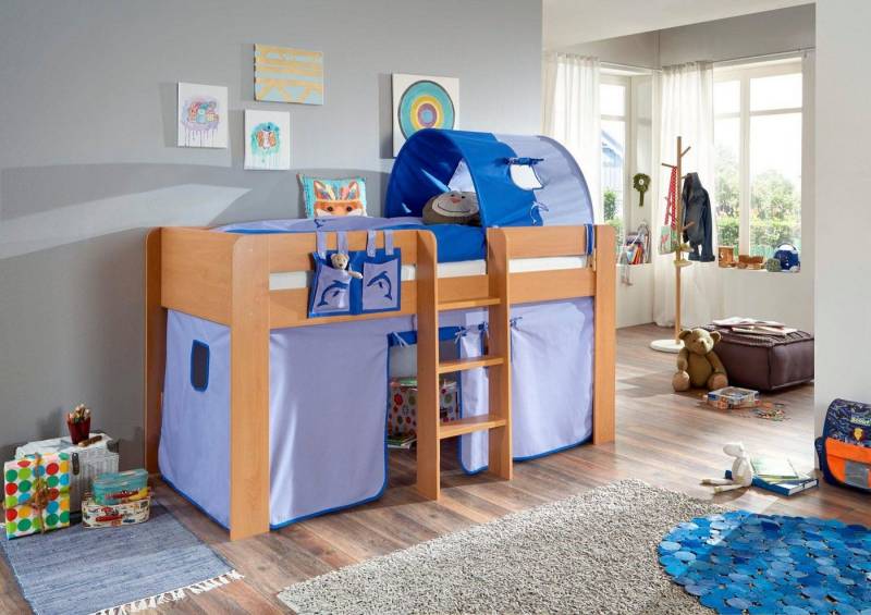 Relita Hochbett Andi mit Rolllattenrost, Textil-Set und Leiter, pflegel. Dekor Oberfläche Relita Hochbett Andi mit Rolllattenrost, Textil-Set und Leiter, pflegel. Dekor Oberfläche von Relita