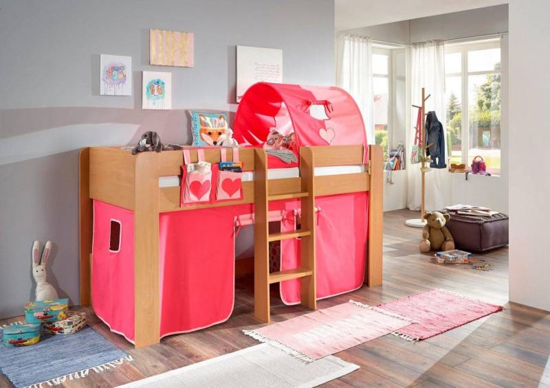 Relita Hochbett Andi mit Rolllattenrost, Textil-Set und Leiter, pflegel. Dekor Oberfläche Relita Hochbett Andi mit Rolllattenrost, Textil-Set und Leiter, pflegel. Dekor Oberfläche von Relita