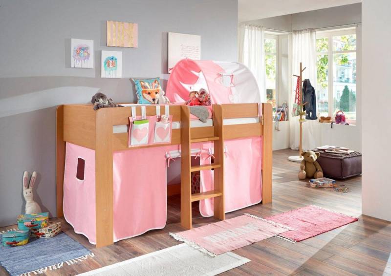 Relita Hochbett Andi mit Rolllattenrost, Textil-Set und Leiter, pflegel. Dekor Oberfläche Relita Hochbett Andi mit Rolllattenrost, Textil-Set und Leiter, pflegel. Dekor Oberfläche von Relita