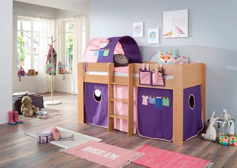 Relita Hochbett Andi mit Rolllattenrost, Textil-Set und Leiter, pflegel. Dekor Oberfläche Relita Hochbett Andi mit Rolllattenrost, Textil-Set und Leiter, pflegel. Dekor Oberfläche von Relita