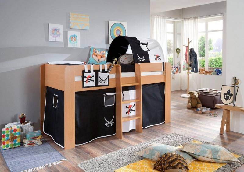 Relita Hochbett Andi mit Rolllattenrost, Textil-Set und Leiter, pflegel. Dekor Oberfläche Relita Hochbett Andi mit Rolllattenrost, Textil-Set und Leiter, pflegel. Dekor Oberfläche von Relita