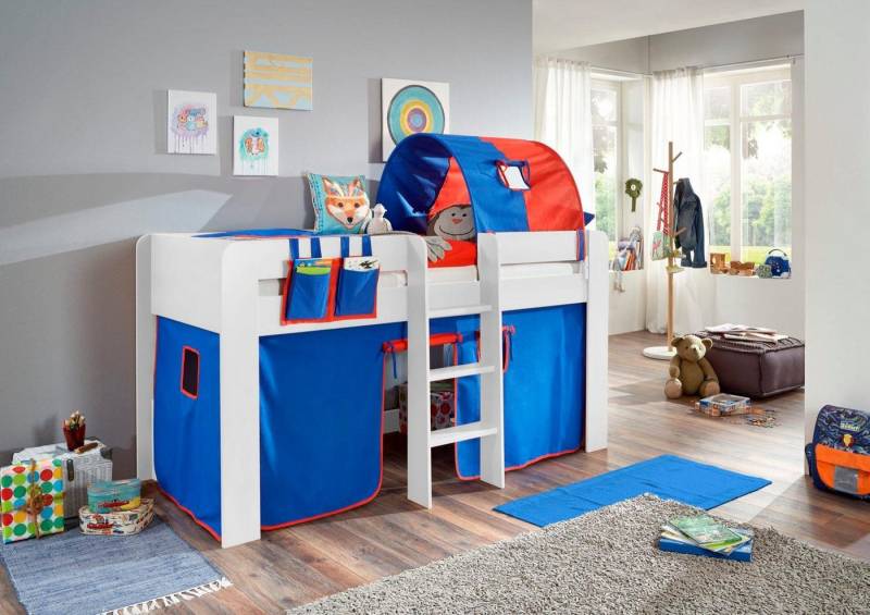 Relita Hochbett Andi mit Rolllattenrost, Textil-Set und Leiter, pflegel. Dekor Oberfläche Relita Hochbett Andi mit Rolllattenrost, Textil-Set und Leiter, pflegel. Dekor Oberfläche von Relita