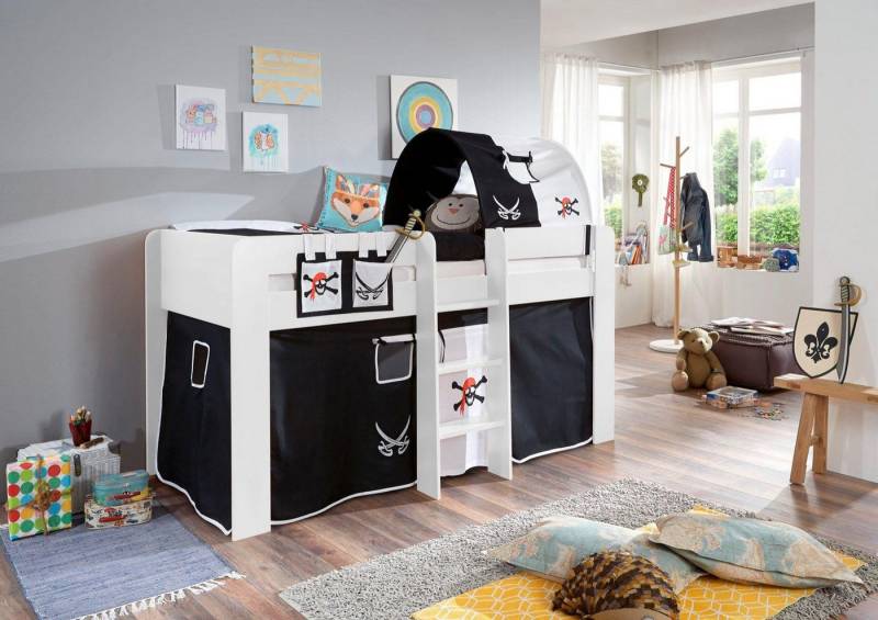 Relita Hochbett Andi mit Rolllattenrost, Textil-Set und Leiter, pflegel. Dekor Oberfläche Relita Hochbett Andi mit Rolllattenrost, Textil-Set und Leiter, pflegel. Dekor Oberfläche von Relita